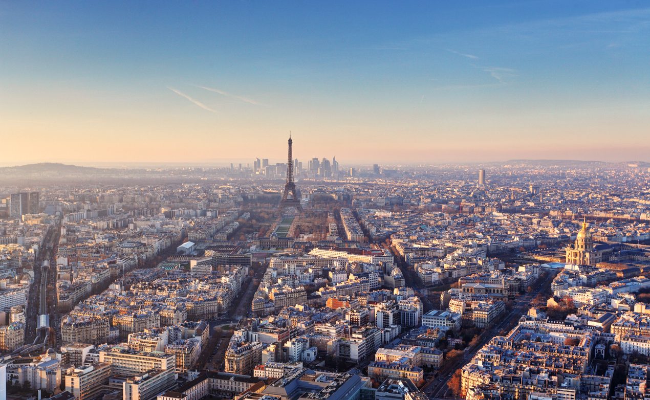 Panorama of Paris at sunset